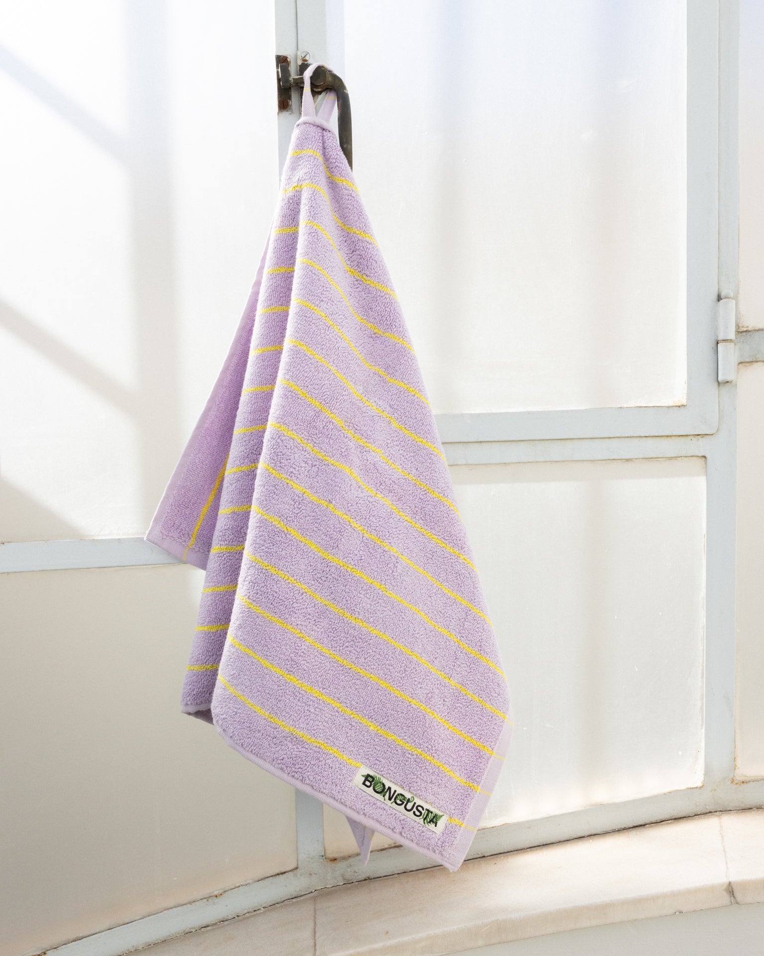 Naram towel | Lilac & neon yellow | Cotton