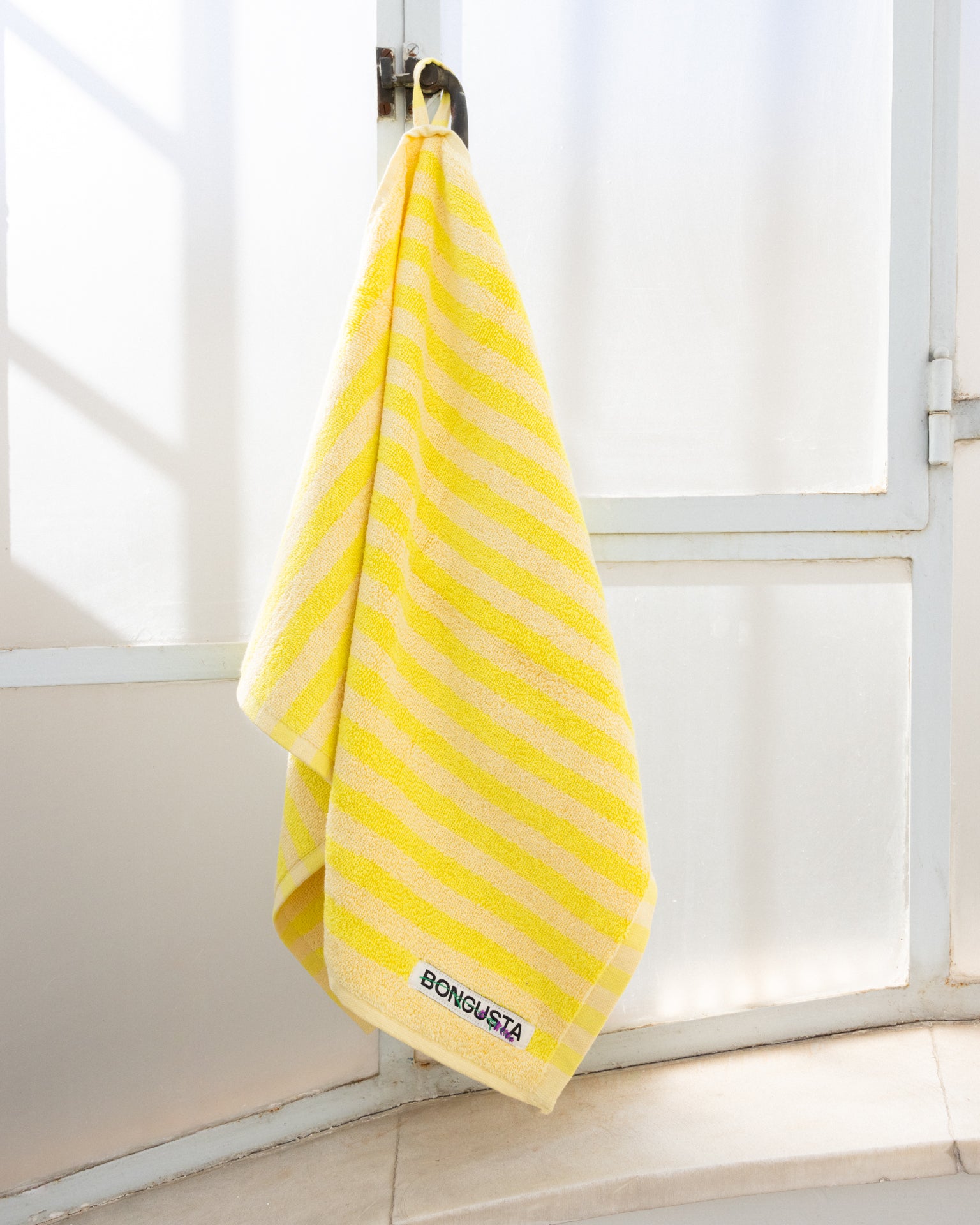 Naram towel | Pristine & neon yellow | Cotton