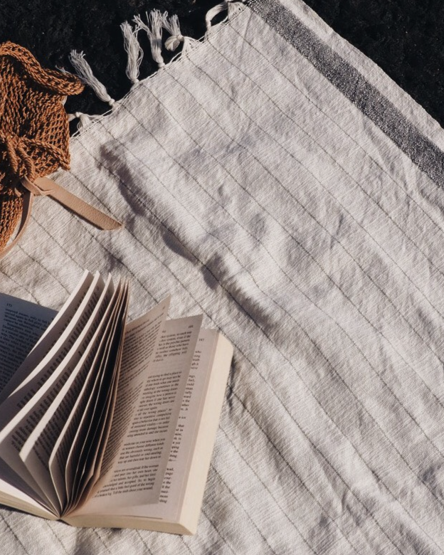 Beach towel - Bahia black- Linen & Cotton