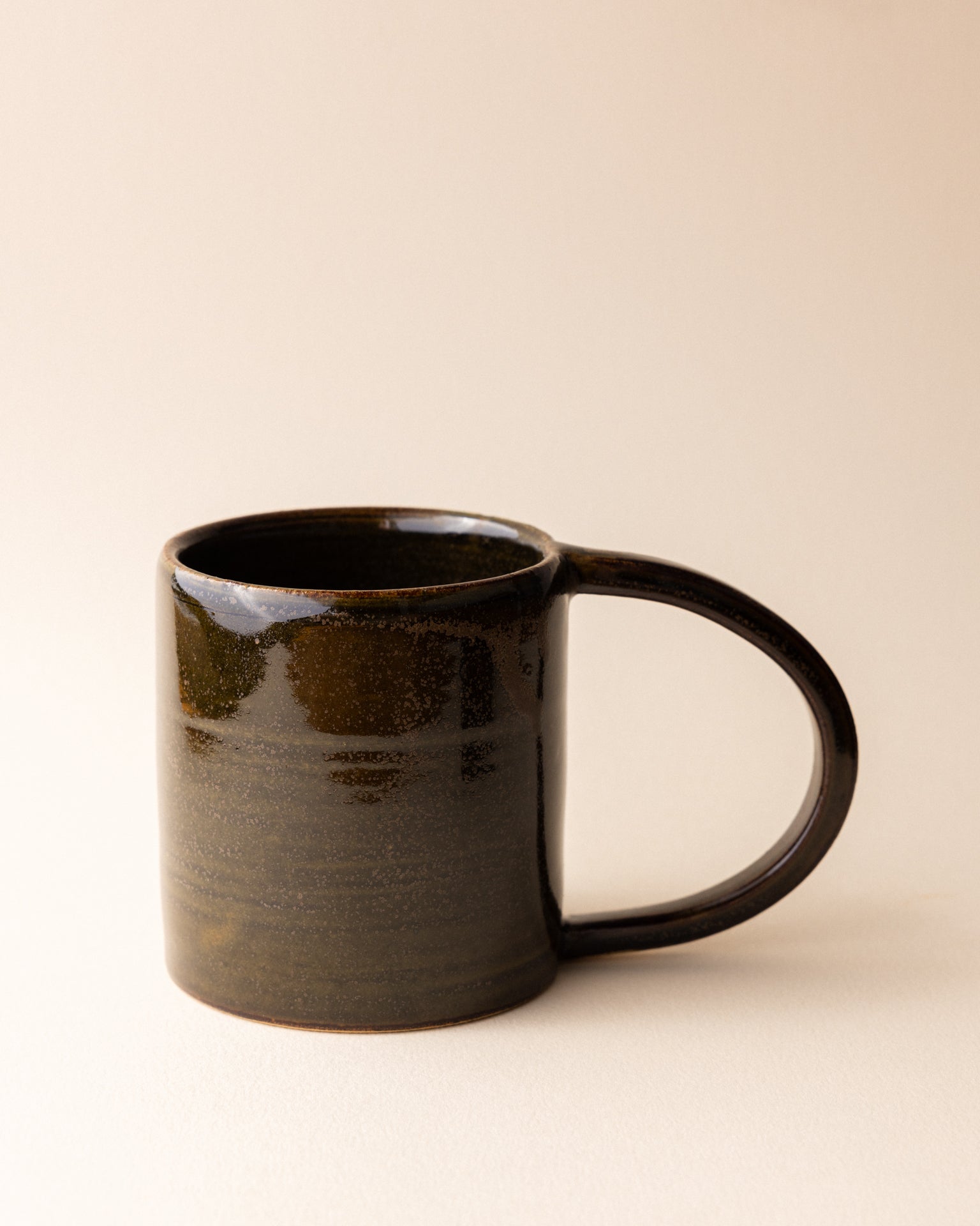 Large mug with handle | Dark green | Stoneware | Handmade