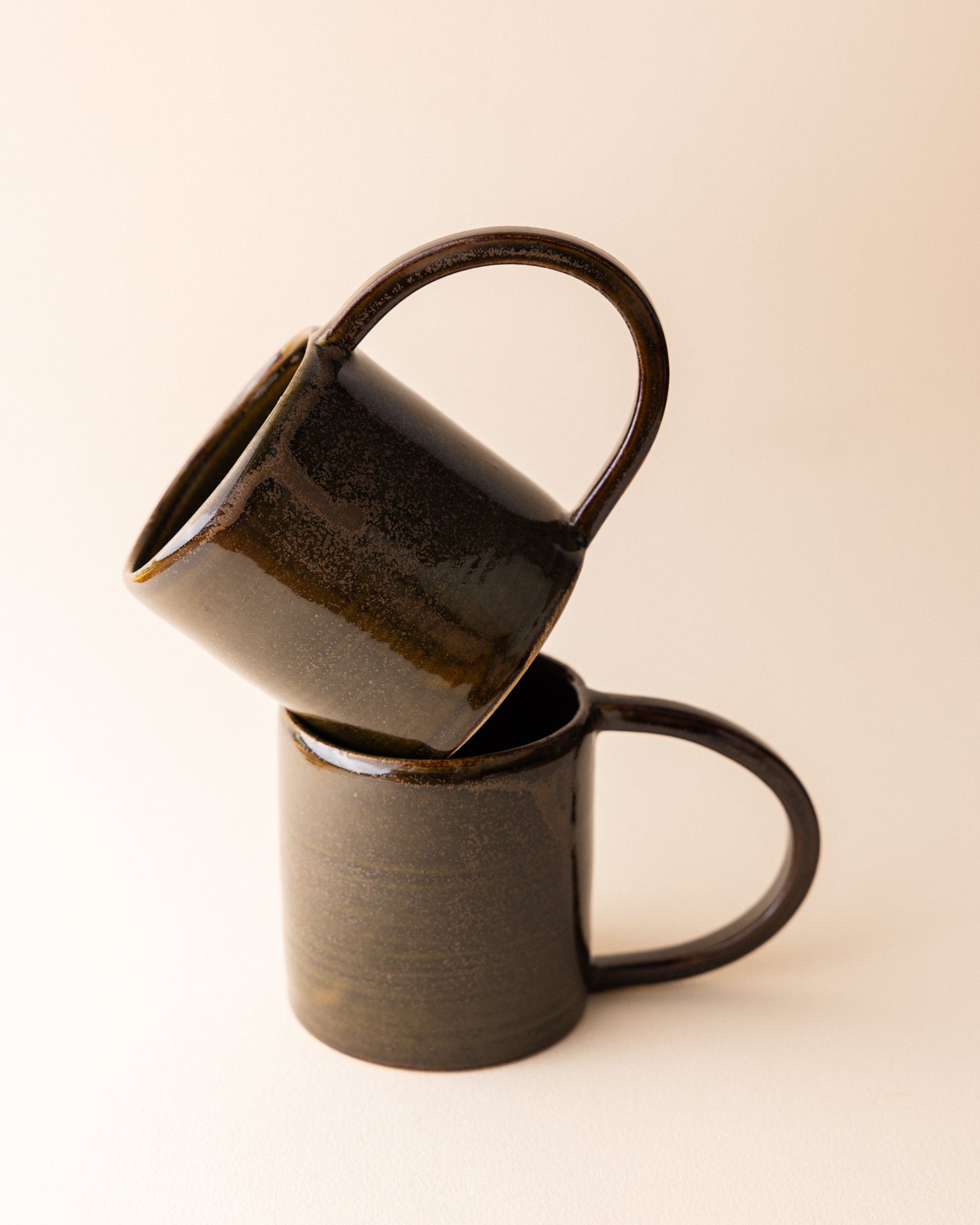 Large mug with handle | Dark green | Stoneware | Handmade