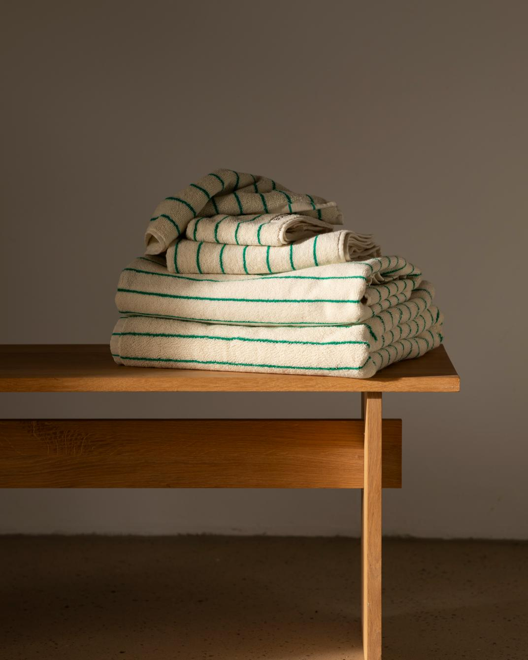 Naram towel | Pure white & grass | Cotton
